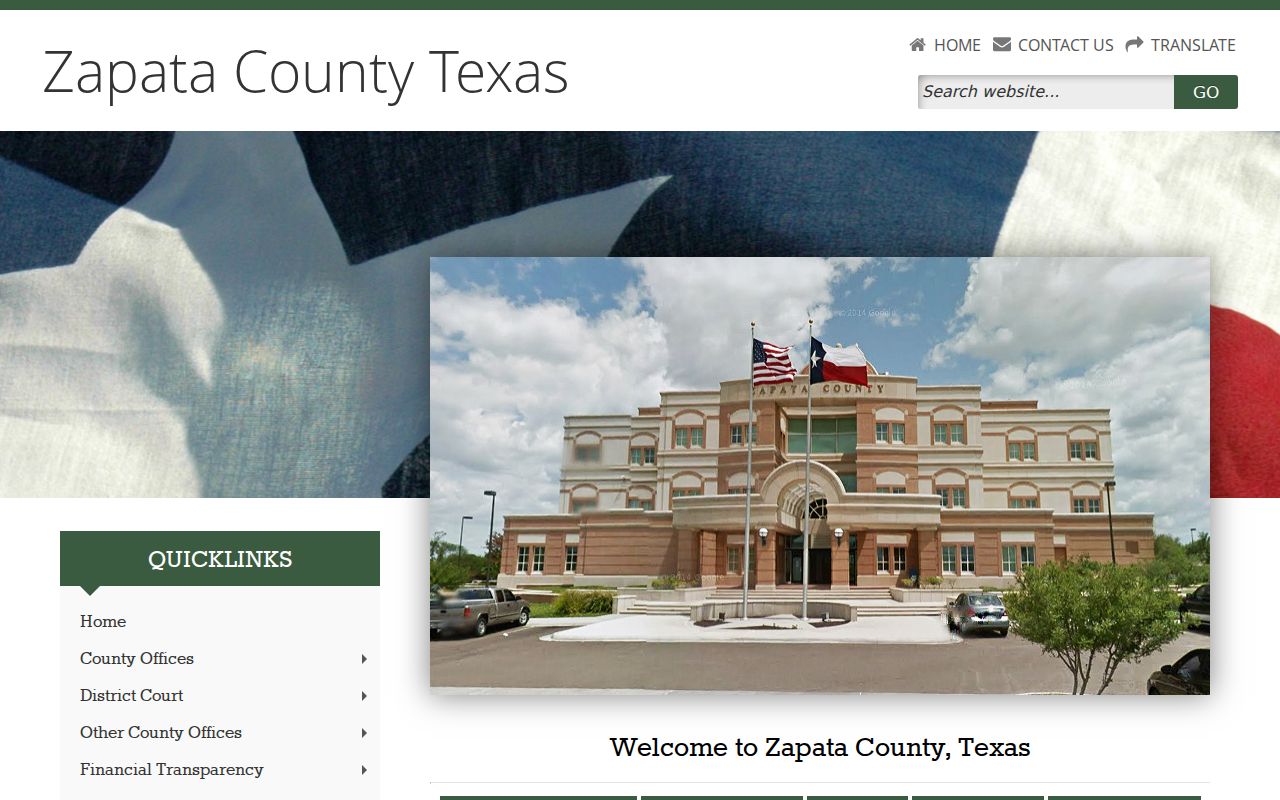 Zapata County courthouse for court docket records